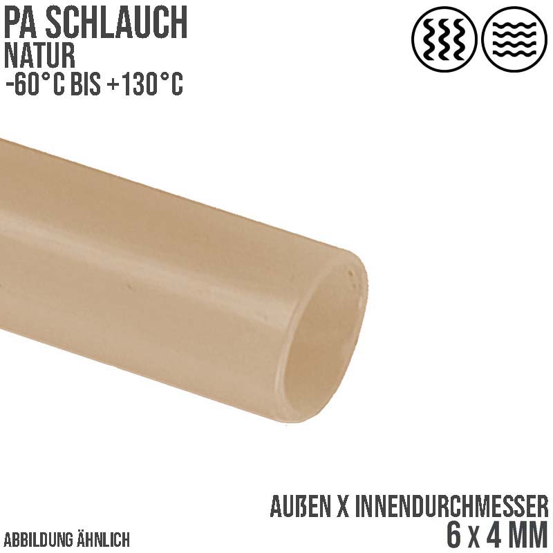 6 x 4 mm Polyamid PA Pneumatik Schlauch natur - PN 27 bar