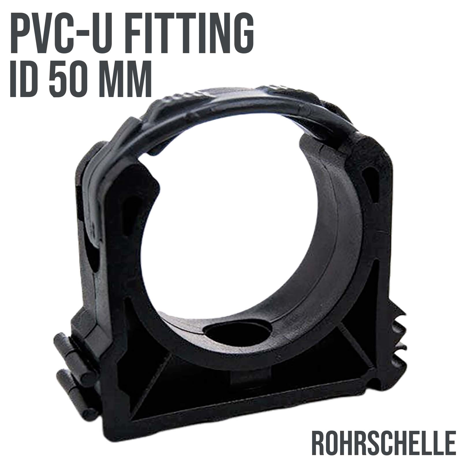 50 mm PVC Klebe Fitting Rohr Schelle Halter Klemme Clip geschlossen