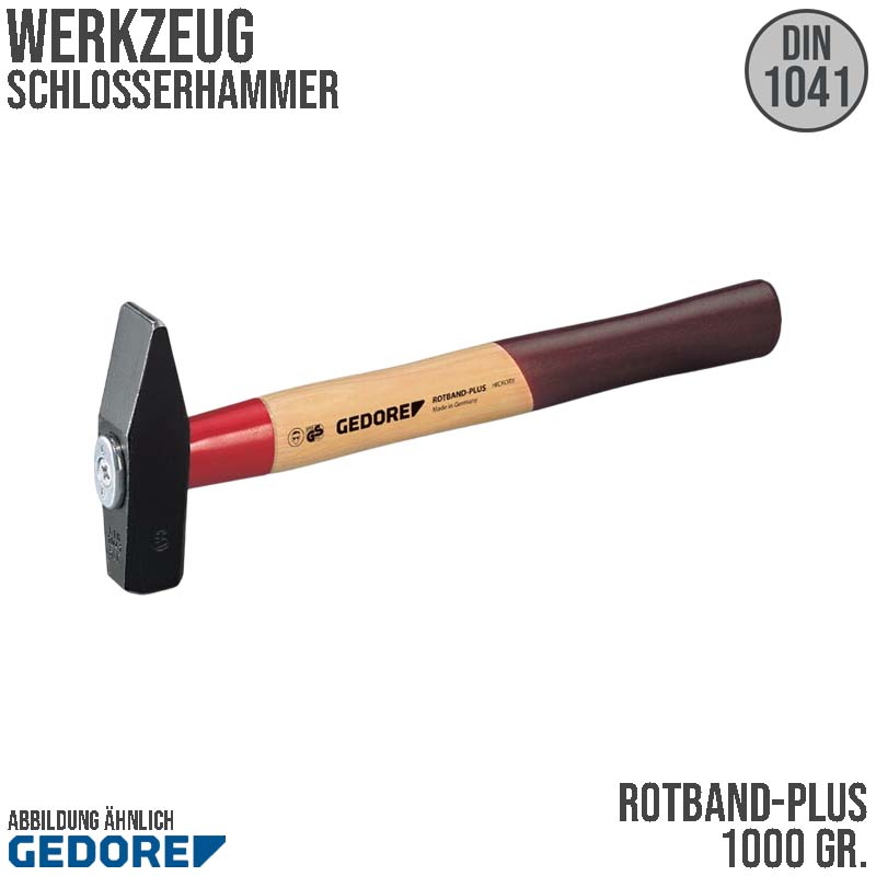 1000 g Sicherheits Schlosser Hammer "ROTBAND-PLUS" Hickory-Stiel Stahl geschmiedet GEDORE DIN 1041