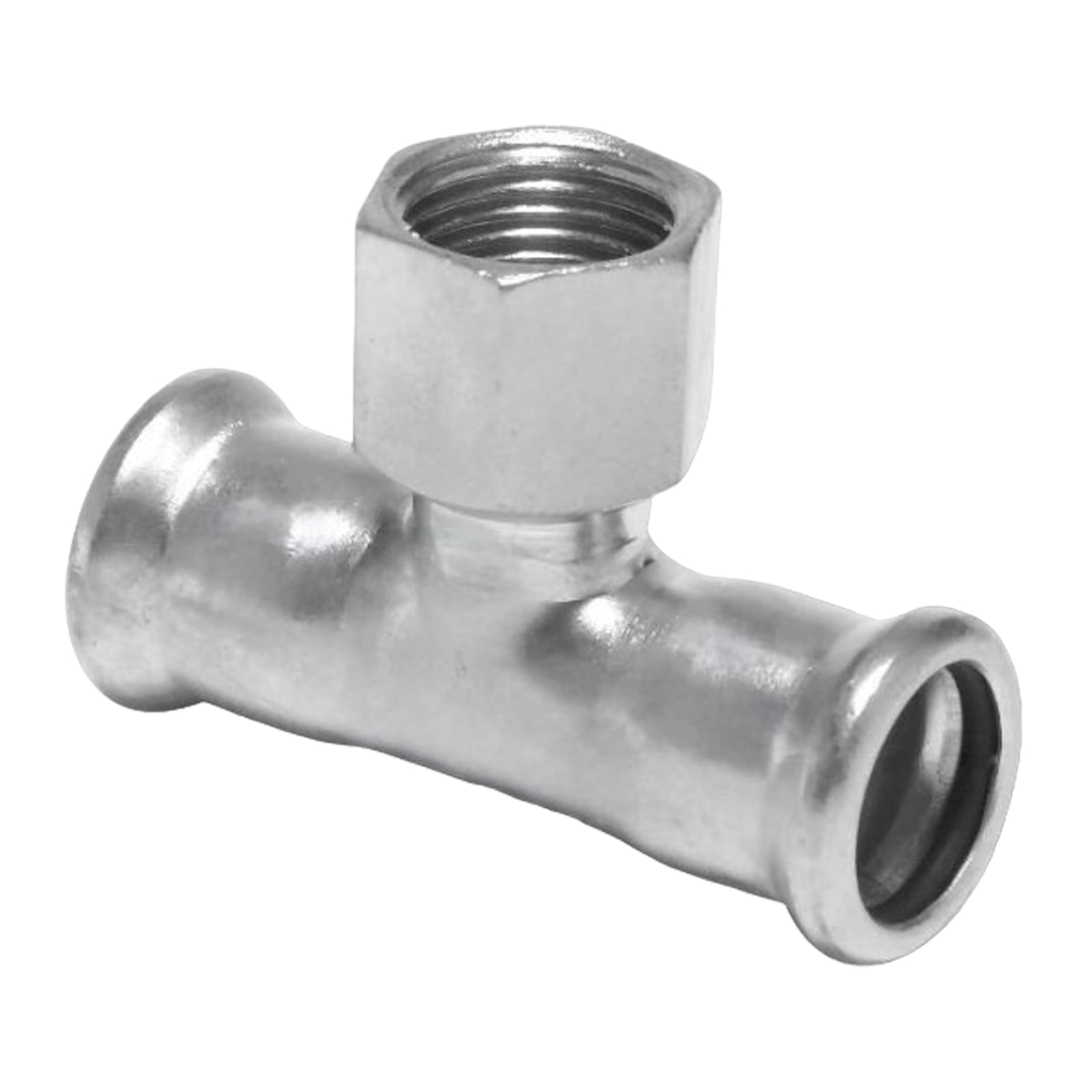 54 mm x 2" T-Stück 90° Pressmuffe x Innengewinde IG Edelstahl AISI 316 Fittings PN 16 bar