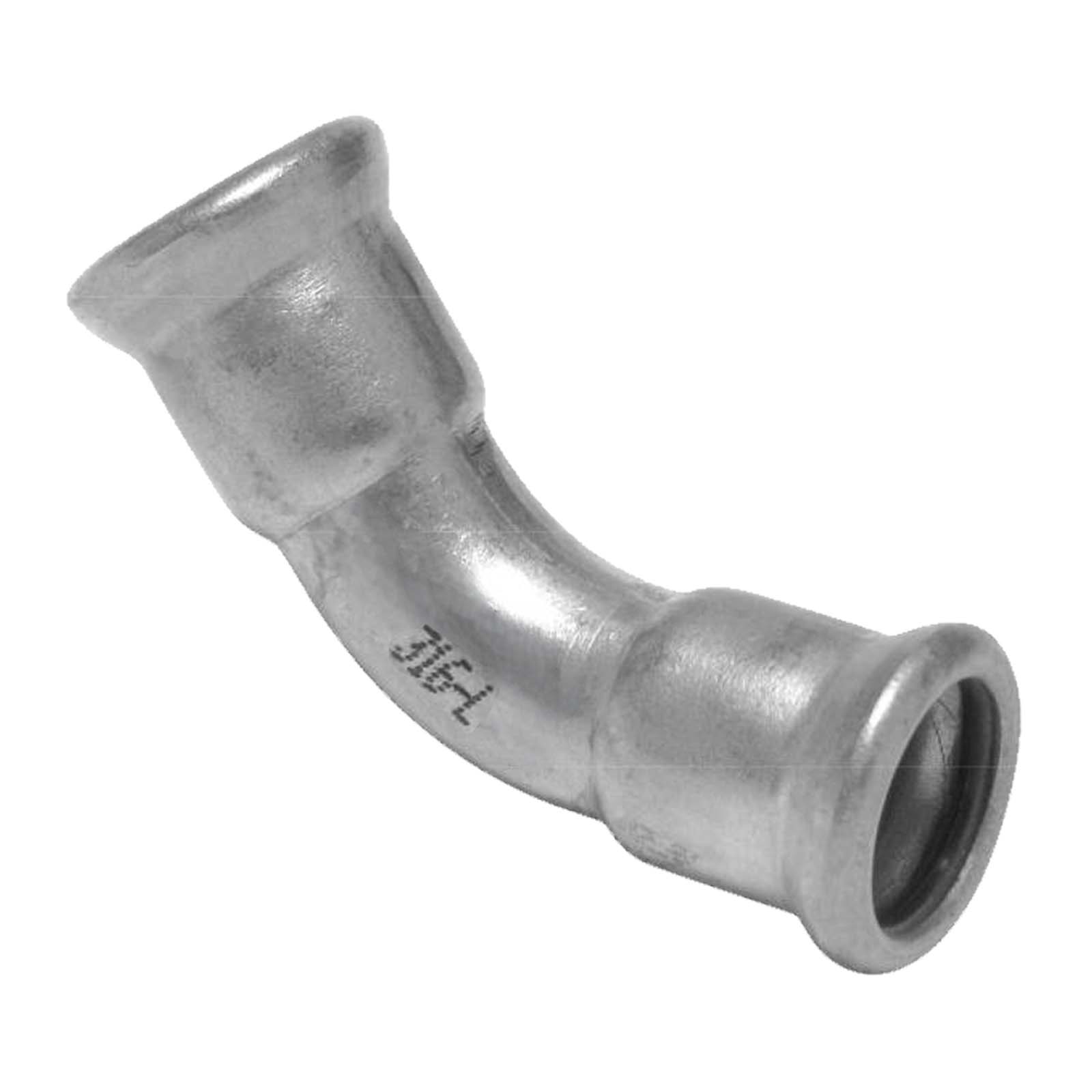 54 mm Bogen 45° Press x Pressmuffe Edelstahl AISI 316 Fittings PN 16 bar