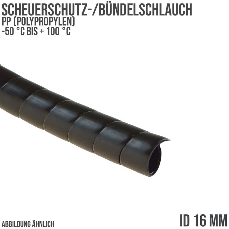 16 x 19 mm PP Scheuer Schutz Kabel Bündel Schlauch schwarz