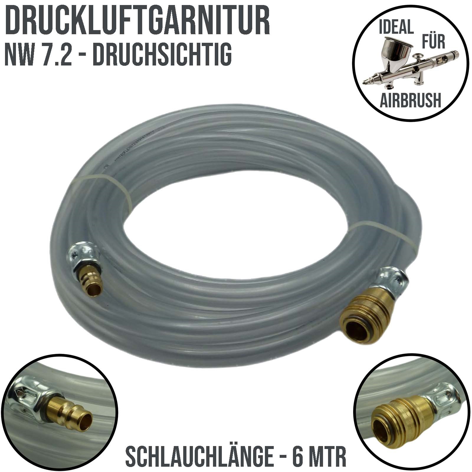 13 mm PVC Druckluft Pressluft Luft Kompressor Garnitur Schlauch Airbrush klar - PN 1,5 bar - 6 m