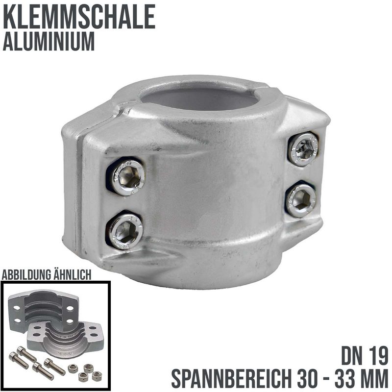 DN 19 Klemmschale Aluminium Spannbereich 30 - 33 mm für Schlauch ID x AD 19 x 31 mm - PN 25 bar