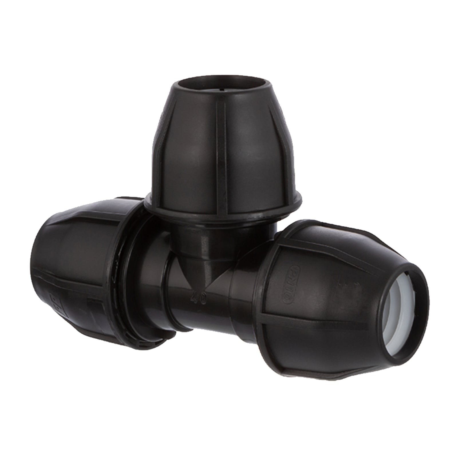 63 mm PE PP Fitting Klemm Verbinder Verschraubung Muffe Rohr T-Stück 90° schwarz - PN 16 bar