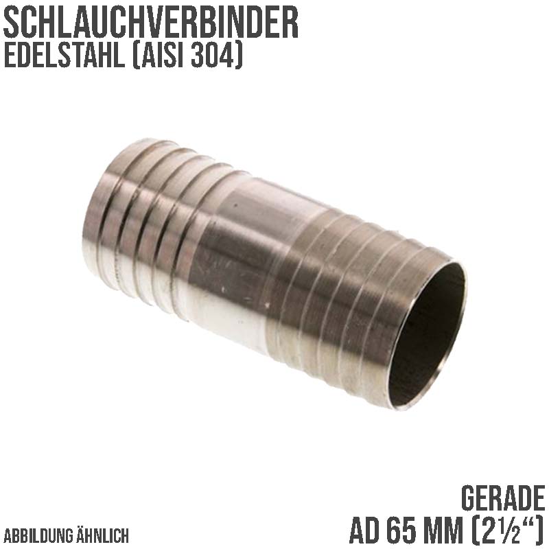 65 mm 2 1/2" Edelstahl AISI 304 Schlauch Verbinder Kupplung Tülle Stutzen massiv PN 10 bar
