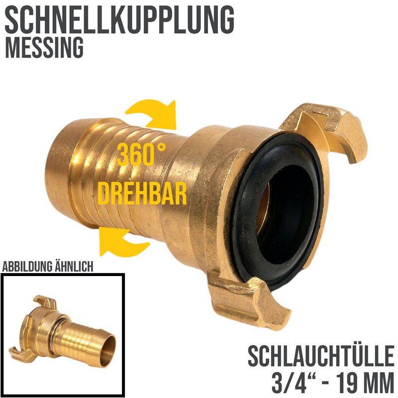 3/4" 19 mm  Messing Schlauch Schnell Kupplung Tülle drehbar (GEKA kompatibel) - PN 10 bar