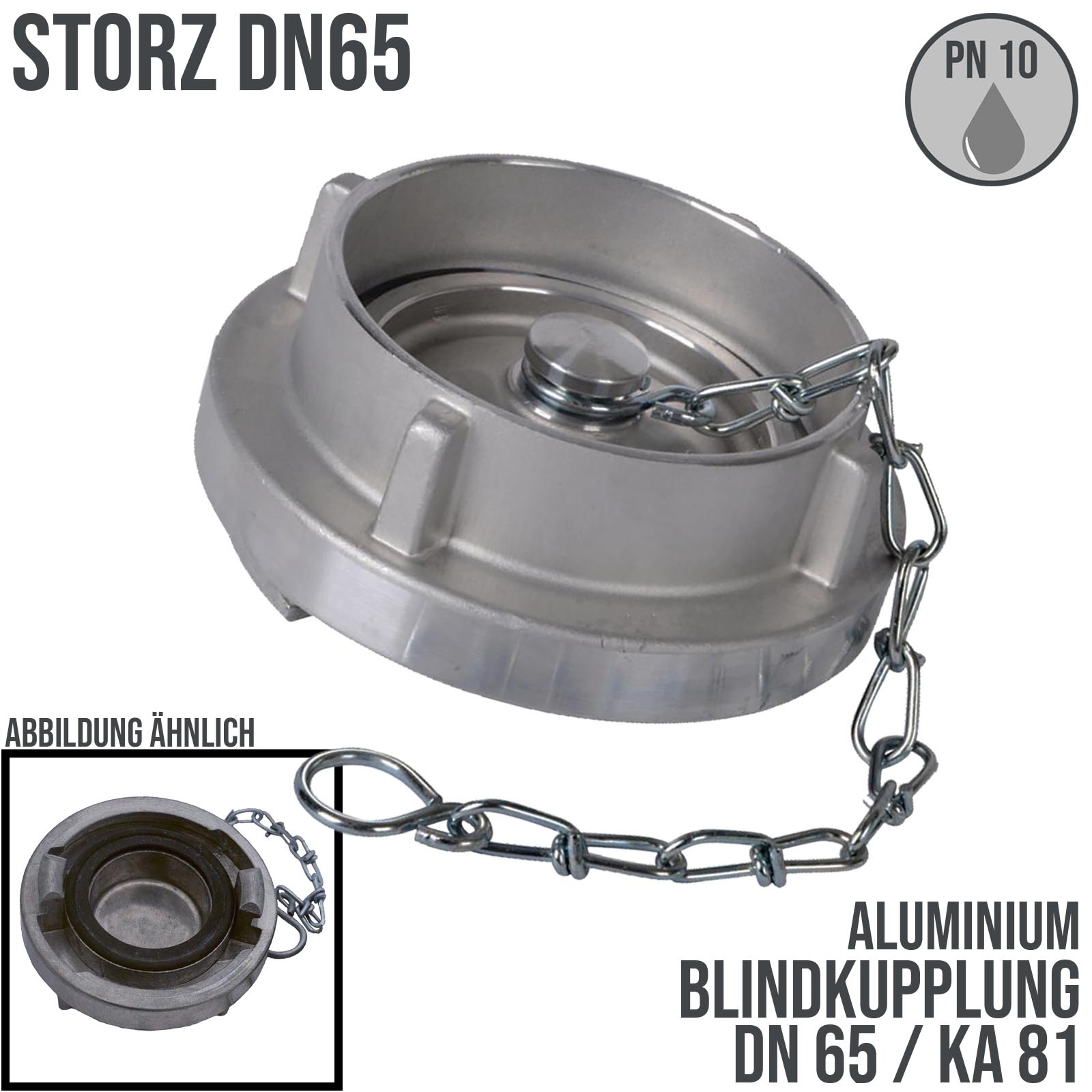 STORZ DN65 KA81 Blindkupplung mit Kette Saug Bau Feuerwehr Schlauch PN 10 bar