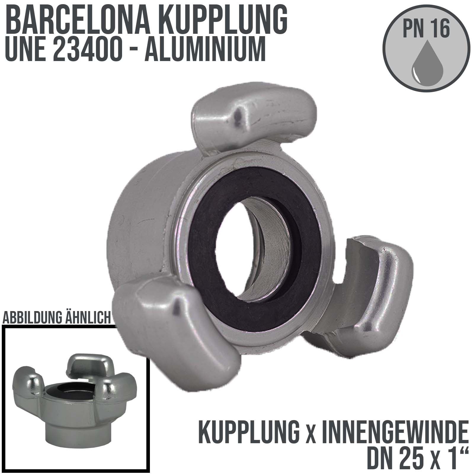 DN 25 Barcelona Kupplung UNE 23400 BSPP Innengewinde IG 1" Aluminium - PN 16 bar