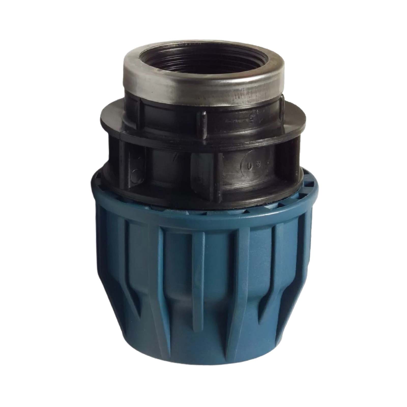 63 mm x 2 1/2" PE PP Fitting Klemm Verbinder Verschraubung Muffe Rohr Kupplung x IG DVGW - PN 16 bar