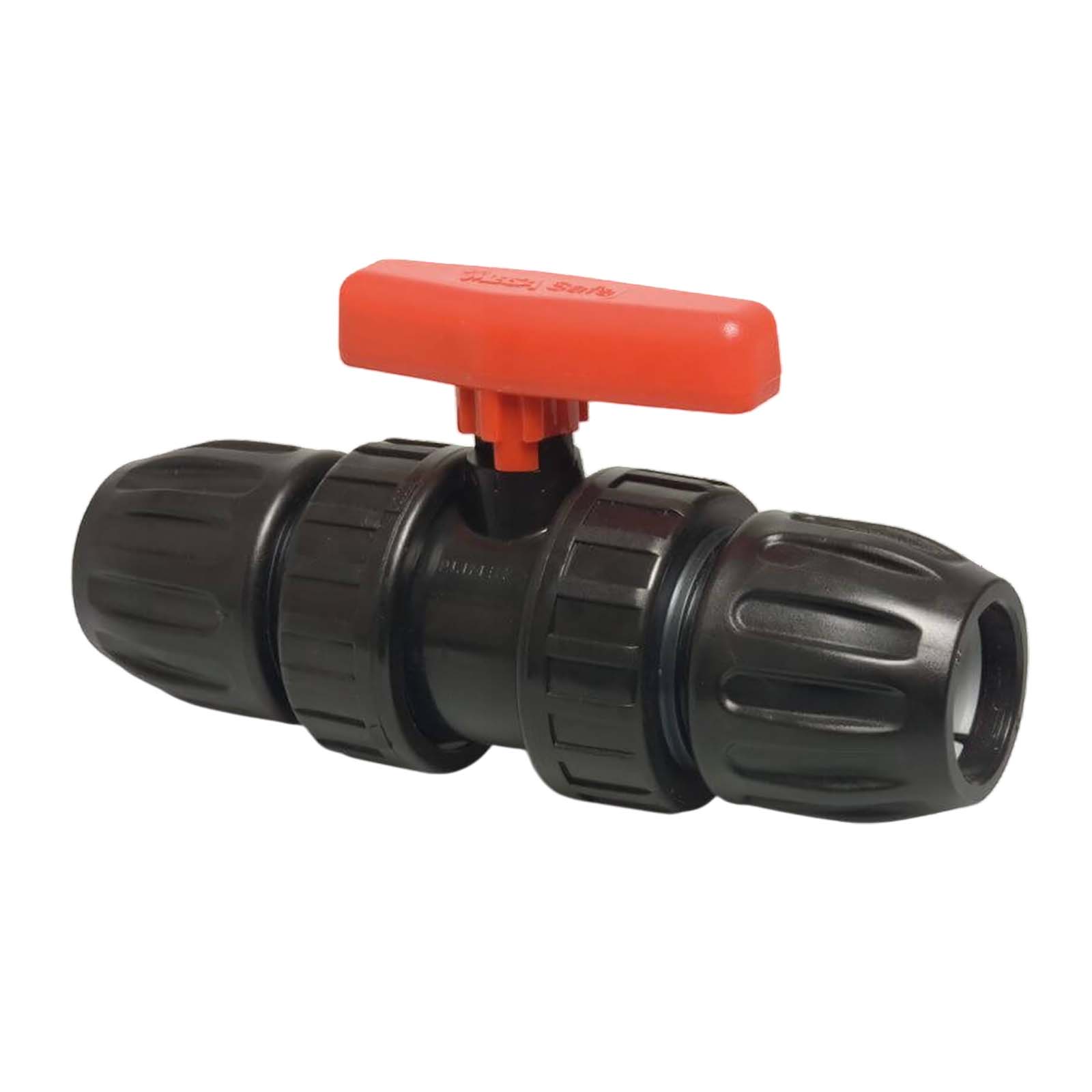 63 mm PE PP Kugelhahn 2-fach Klemm Muffe Kupplung schwarz/rot PN 10 bar
