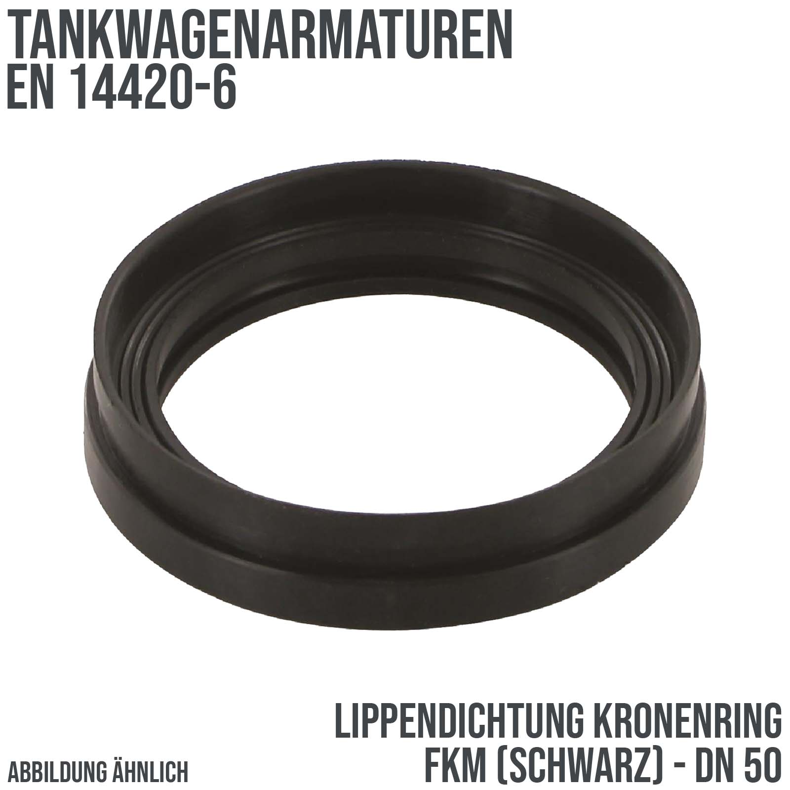 DN 50 2" Lippendichtung Tankwagen Kronenring FKM schwarz