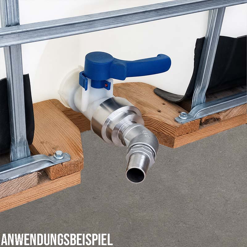 25 mm 1 " S60 x 6 IBC Container (AISI 316) 45° Winkel Anschluss Set Schlauch Tülle Stutzen - PN 16 bar