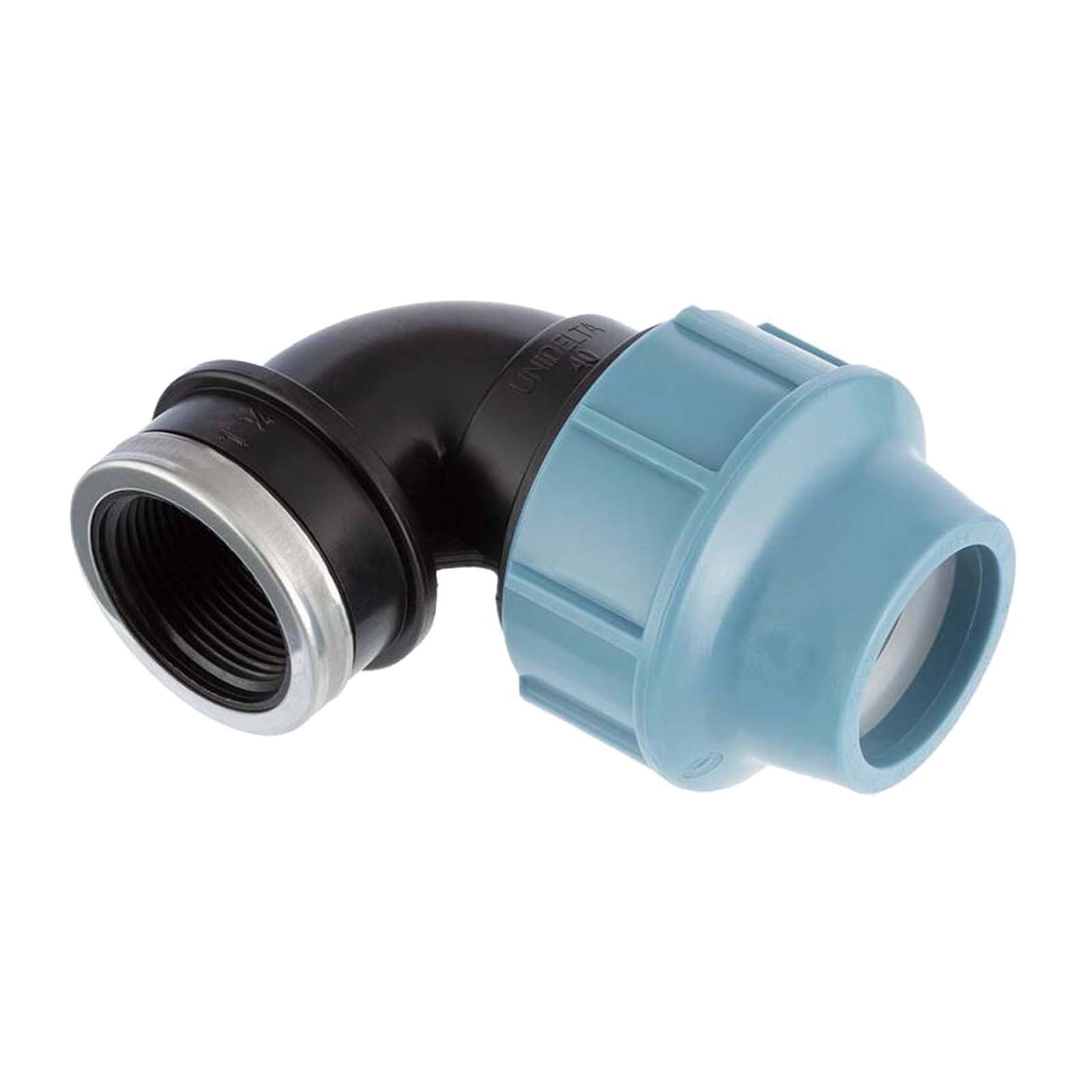 110 mm x 2" PE PP Fitting Klemm Verbinder Verschraubung Rohr Winkel 90° x IG DVGW - Unidelta 