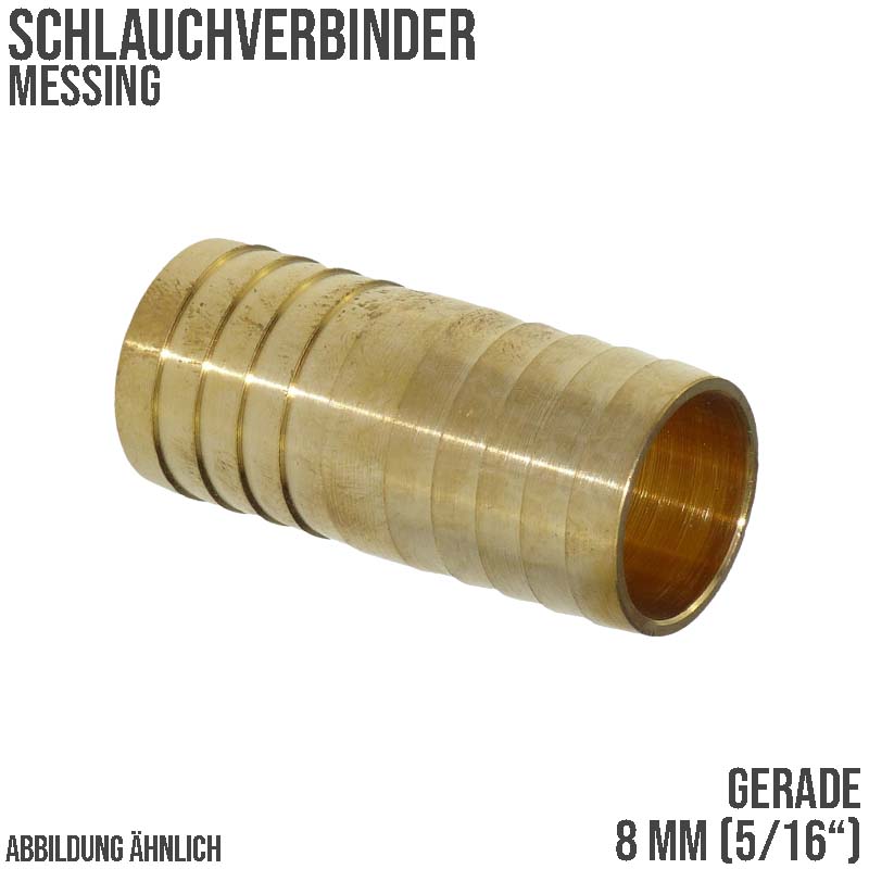 8 mm - 5/16" Zoll gerader Schlauch Verbinder Verteiler Tülle Kupplung Reparatur Messing PN 10 bar
