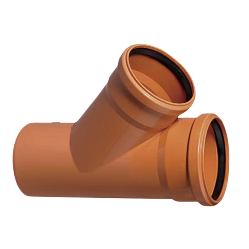 125 x 110 mm PVC T-Stück 45° red. Abzweig Abfluß Abwasser HT KG Rohr SN4 Steckmuffe x Stutzen rostbraun