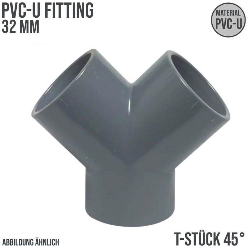 32 mm PVC Klebe Fitting Y-Stück 45° Winkel Muffe Verbinder - PN 10 bar