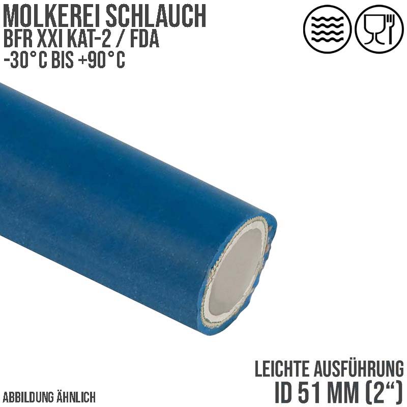 51 mm 2" Molkerei Lebensmittel Schlauch leicht BfR FDA NBR NVC blau weiß - PN 10 bar