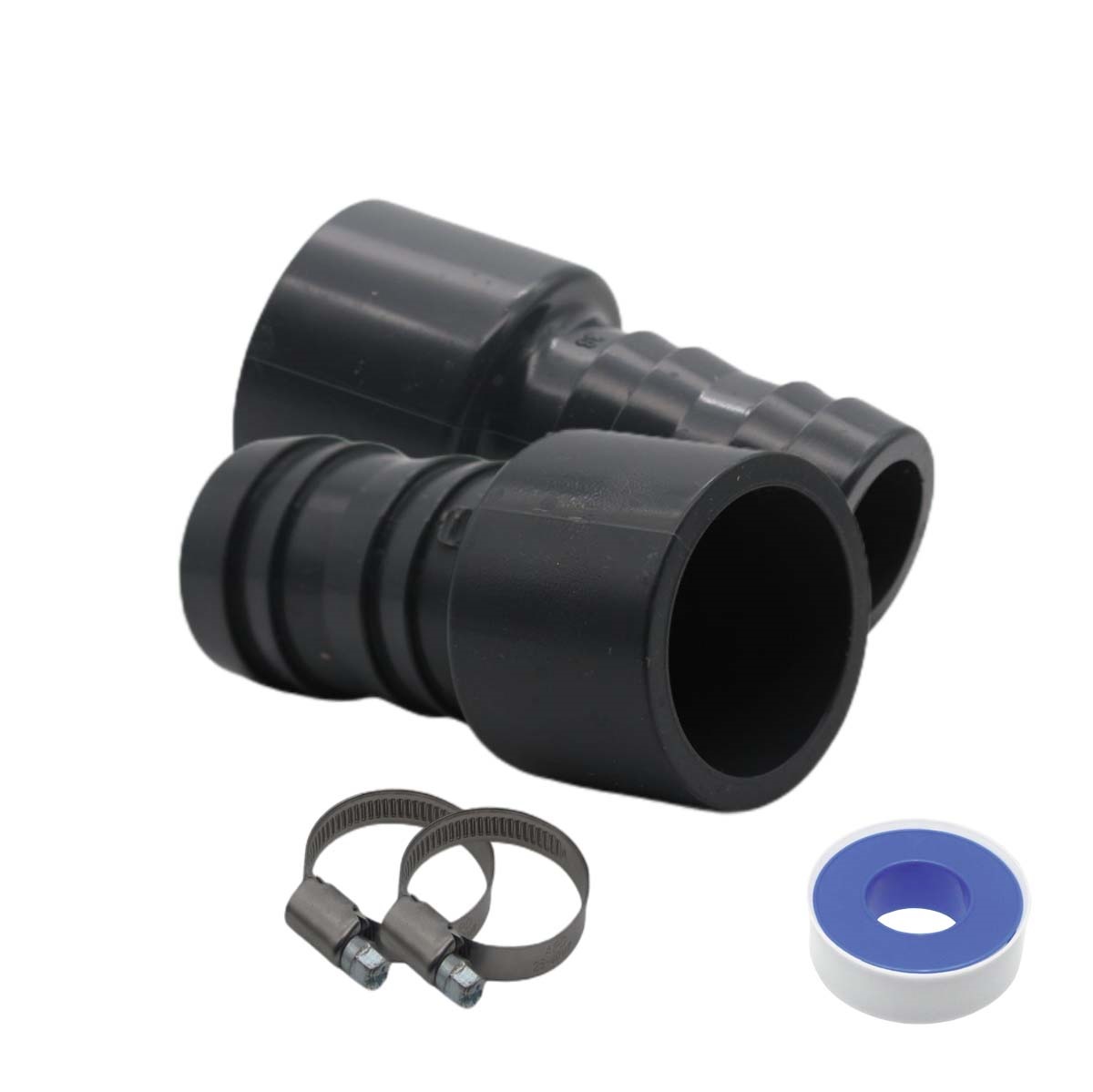 2er Set - PVC-U Schlauchverbinder - Klebetülle DN 50 -> Schlauchtülle 38 mm. Maximaler Betriebsdruck PN 16 bar.