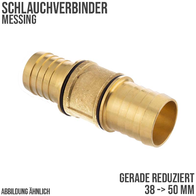 38 x 50 mm  Schlauch Reduzier Verbinder Verteiler Tülle Kupplung Reparatur Messing PN 10 bar