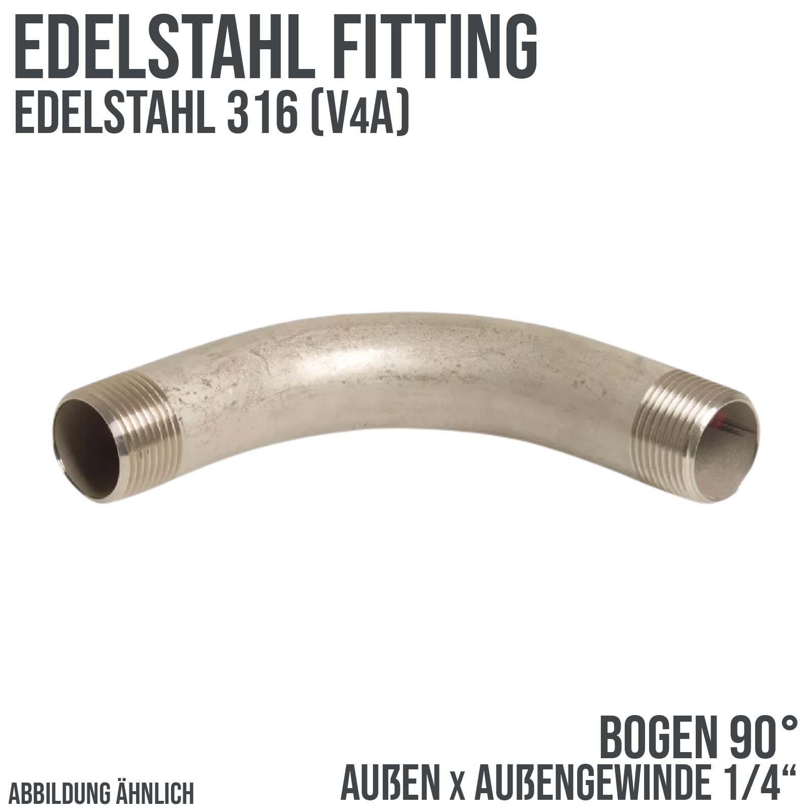 1/4" Edelstahl Fitting V4A AISI 316 Nr. 3 - Bogen 90° Außengewinde AG - PN 10 bar