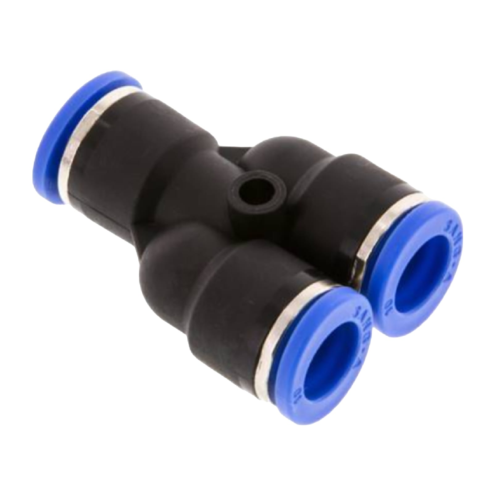 16 mm Pneumatik Schnell Steck Verbinder IQS Y-Stück blau/schwarz PA PU Schlauch - PN 20 bar