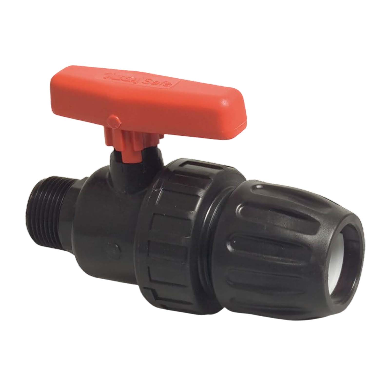 63 mm PE PP Kugelhahn Klemm Muffe Kupplung Außengewinde AG schwarz/rot - PN 10 bar