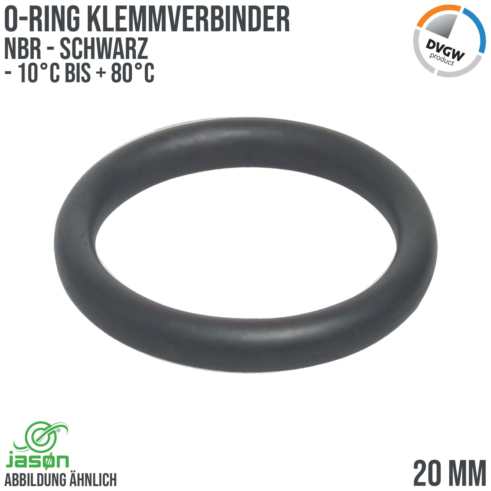 20 mm O-Ring PPE Klemm Verbinder Kupplung NBR schwarz DVGW KIWA WRAS