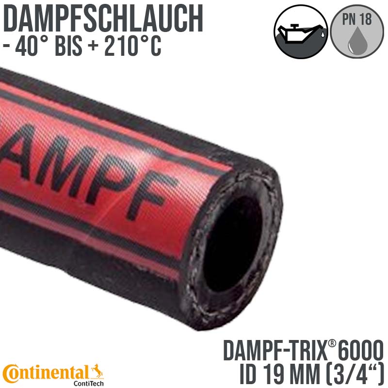 19 x 33 mm Dampf Heiss Wasser Schlauch EPDM ölbeständig DAMPF-TRIX 6000 OIL - PN 18 bar