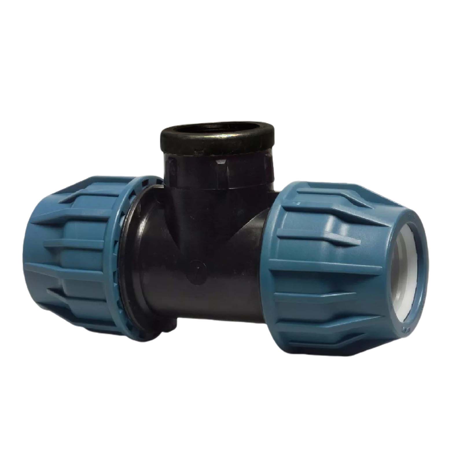110 mm x 4" PE PP Fitting Klemm Verbinder Verschraubung Rohr T-Stück 90° x IG DVGW - PN 16 bar 