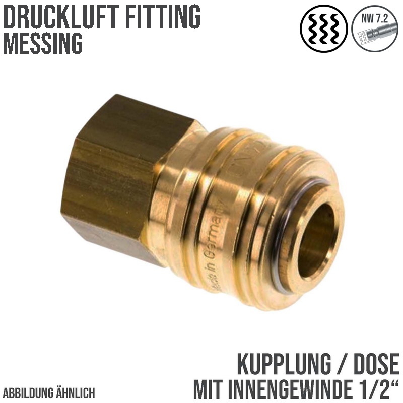1/2" Druckluft Kupplung Dose Schnell Messing NW 7,2 mit Innengewinde IG - PN 35 bar