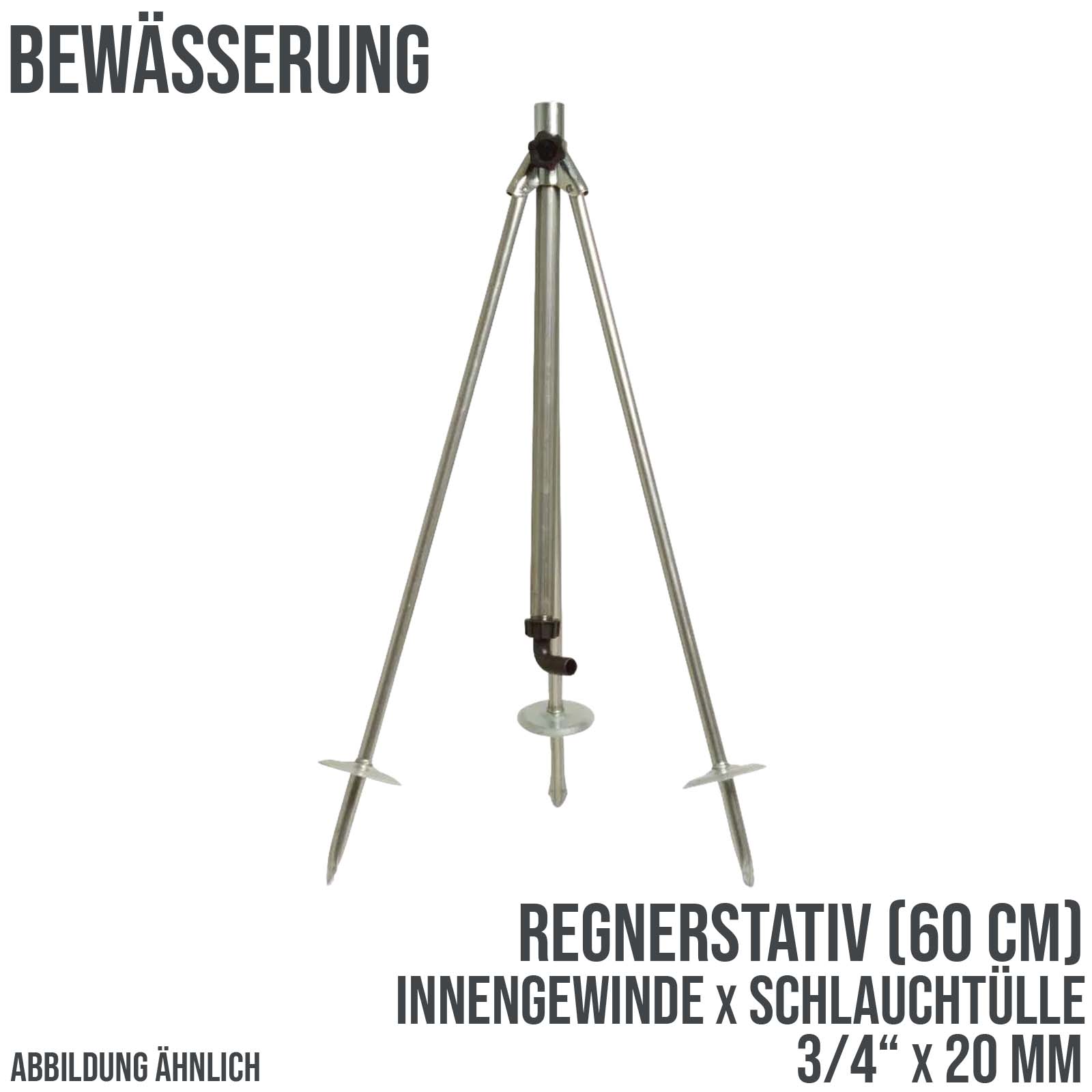 Dreibein Regner Stativ 3/4" Innengewinde x Schlauchtülle 20 mm Stahl verzinkt - Höhe 60 cm