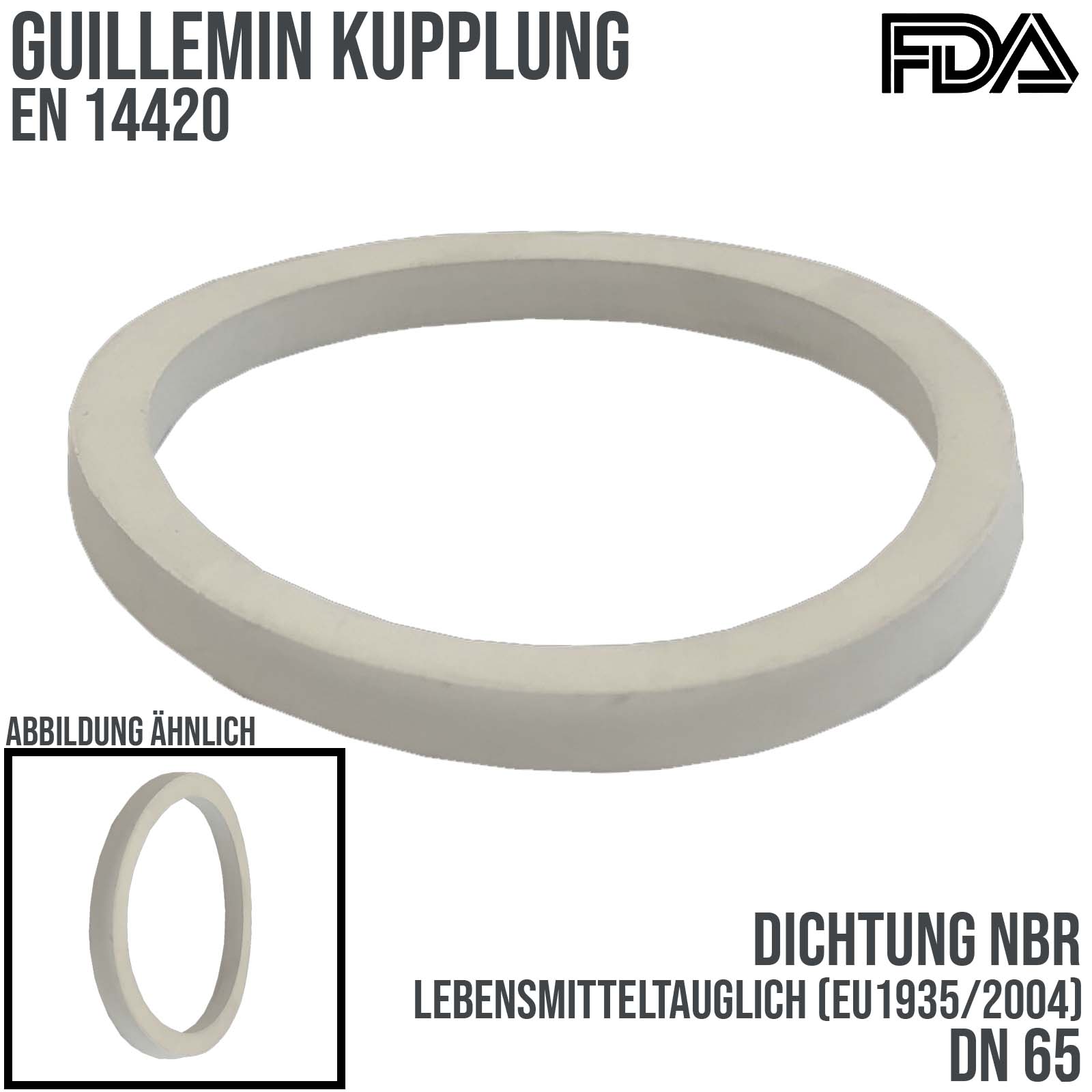 DN 65 Guillemin Kupplung Ersatz Dichtung NBR weiß FDA Lebensmittel EU1935/2004