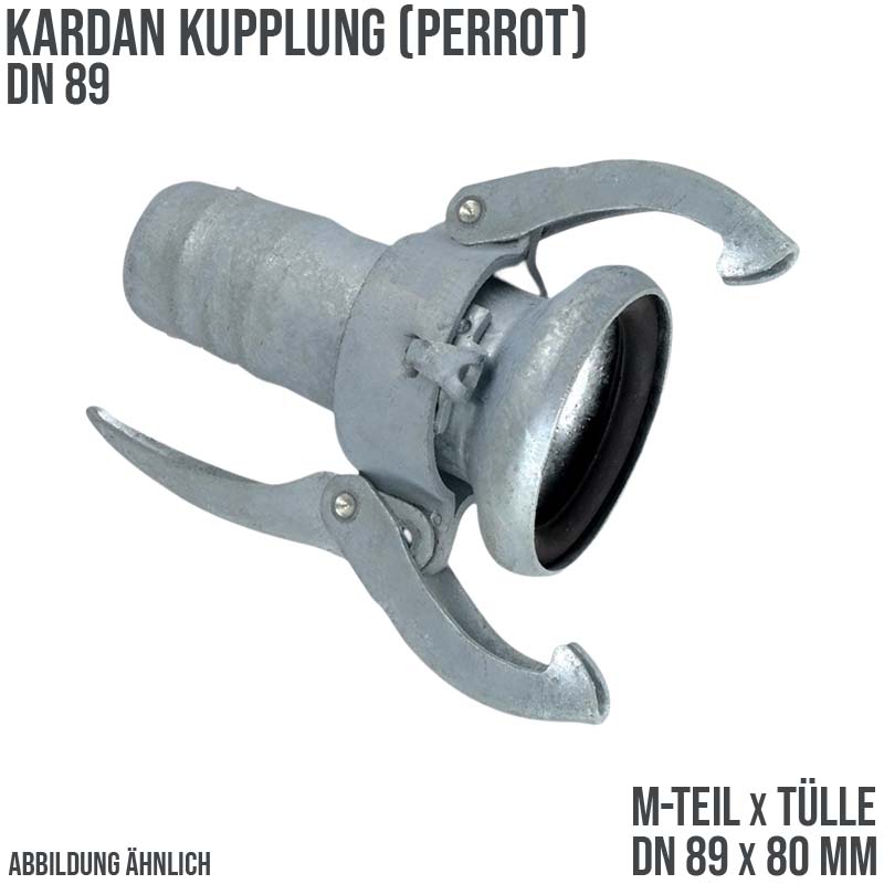 DN 89 Kardan Perrot Kupplung M-Teil mit Tülle Stutzen 80 mm Gülle Schlamm Schlauch