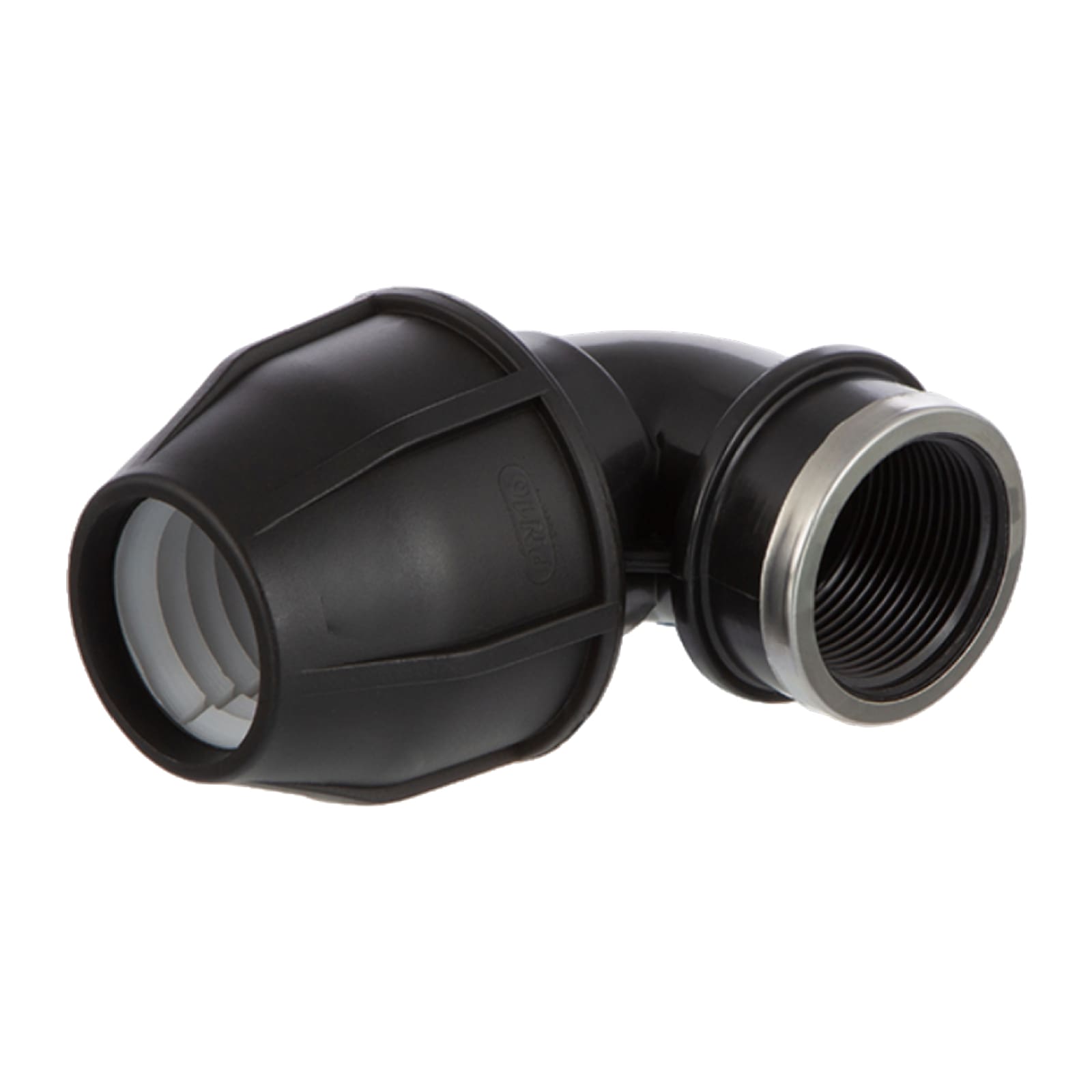 63 mm x 2" PE PP Fitting Klemm Verbinder Verschraubung Rohr Winkel 90° x IG schwarz - PN 16 bar 