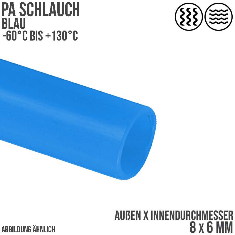 8 x 6 mm Polyamid PA Pneumatik Schlauch blau - PN 19 bar