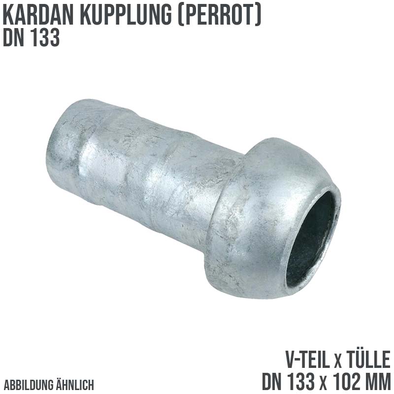 DN 133 Kardan Perrot Kupplung V-Teil mit Tülle Stutzen 102 mm Gülle Schlamm Schlauch