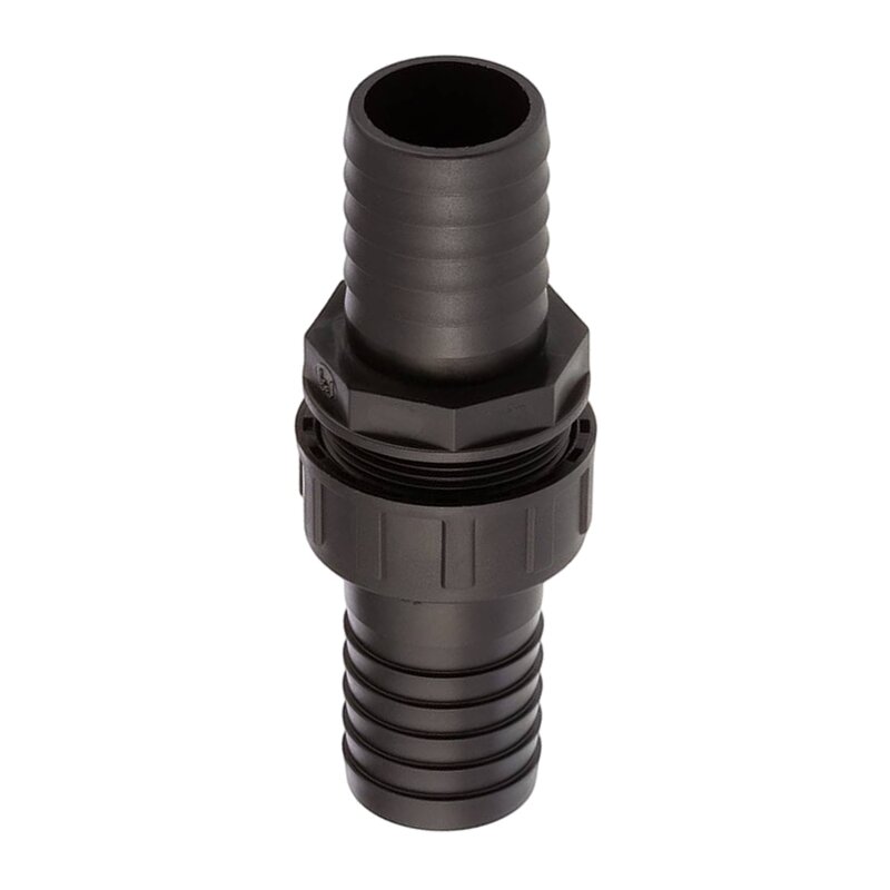 38 mm Schlauch Verschraubung 2-fach Stutzen Tülle Pool Teich Garten PP schwarz - PN 6 bar