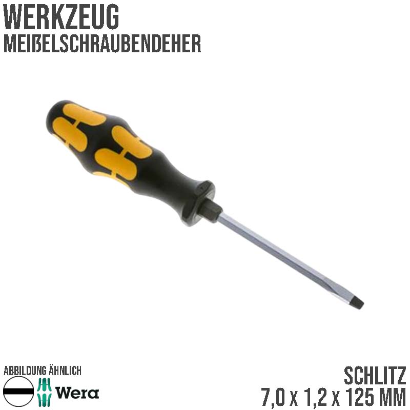 7,0 x 1,2 x 125 mm Schlitz Schrauben Meißel Dreher Zieher -  Wera Kraftform Plus 900