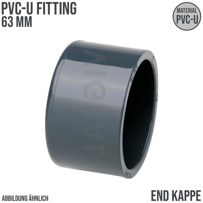 63 mm PVC Klebe Fitting End Kappe Verschluss Muffe Verbinder - PN 16 bar