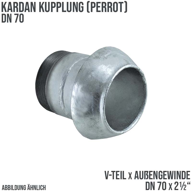 DN 70 Kardan Perrot Kupplung V-Teil mit Außengewinde 2 1/2" Zoll Gülle Schlamm Schlauch