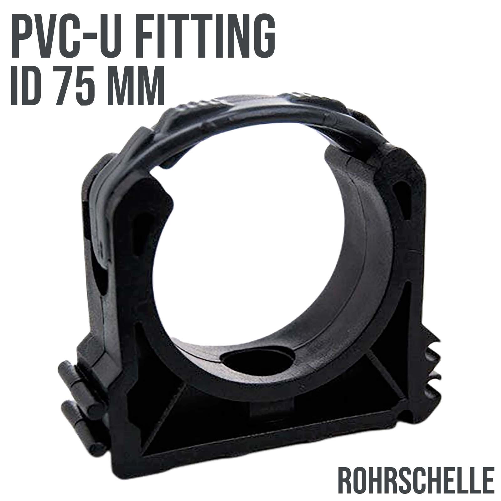 75 mm PVC Klebe Fitting Rohr Schelle Halter Klemme Clip geschlossen