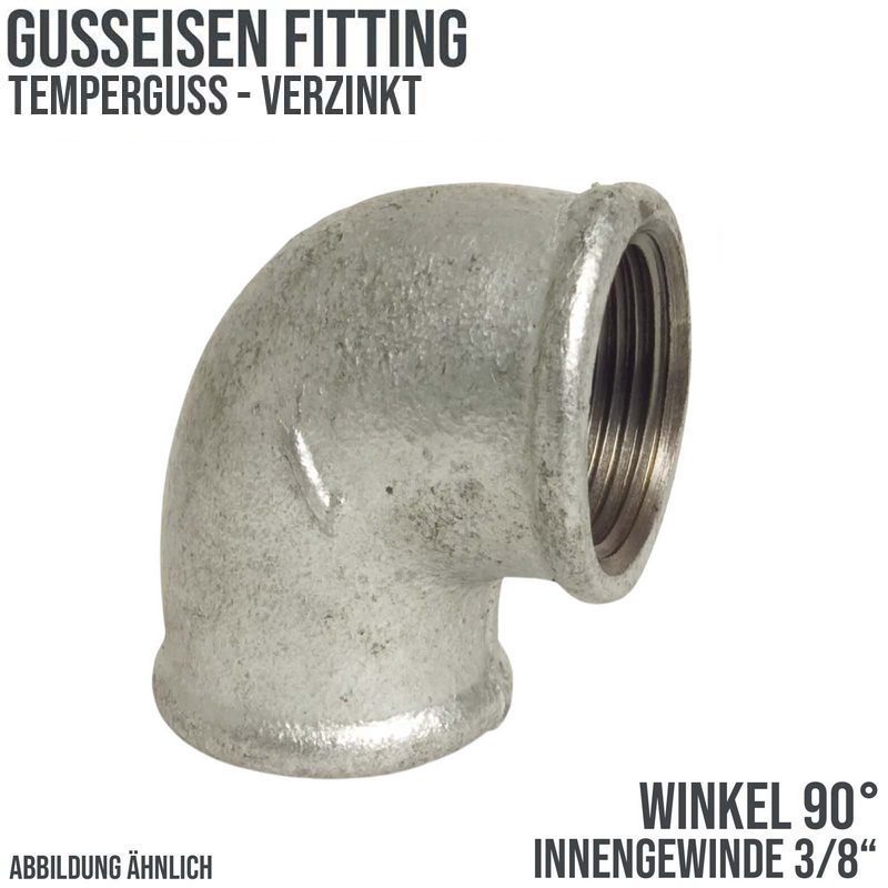 3/8" Gusseisen Temperguss Fitting Nr. 90 Winkel 90° Innengewinde IG PN 25 bar