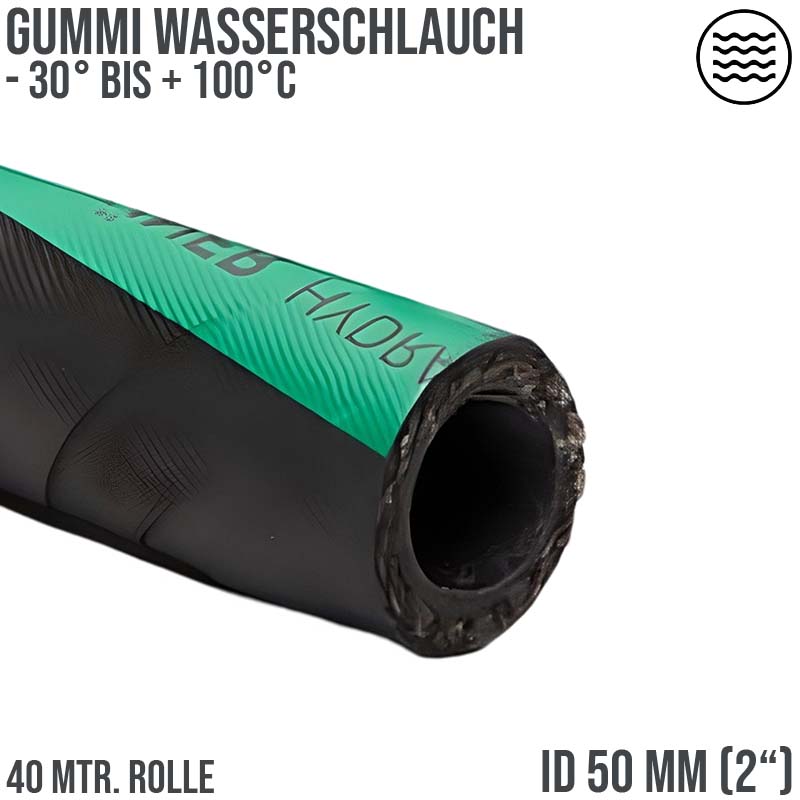 50 mm 2" Gummi Wasser Garten Hochdruck Schlauch HYDRACORD PN 30 bar - 40 m