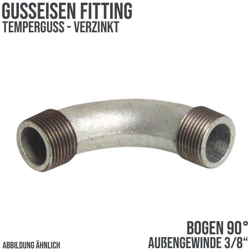 3/8" Gusseisen Temperguss Fitting Nr. 3 Bogen 90° Außengewinde AG PN 25 bar