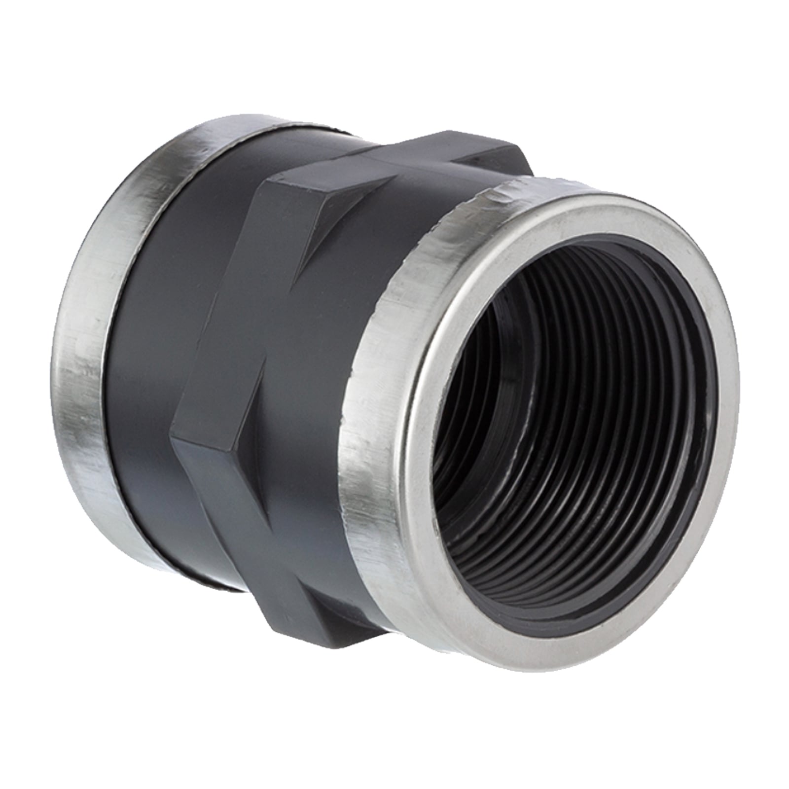 2" PVC Fitting Gewinde Muffe 2-fach Innengewinde verstärkt Verbinder - PN 16 bar