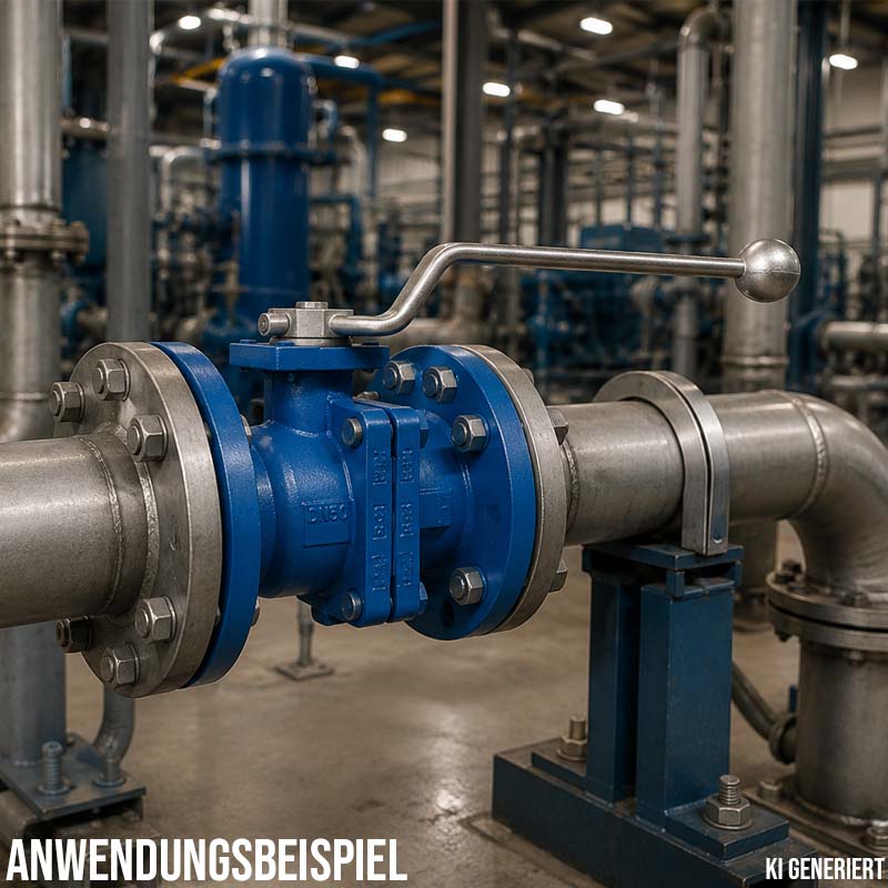 DN 20 Flansch Kugelhahn 2-teilig Gussgehäuse Kugel Messing DVGW Gas - PN 40 bar