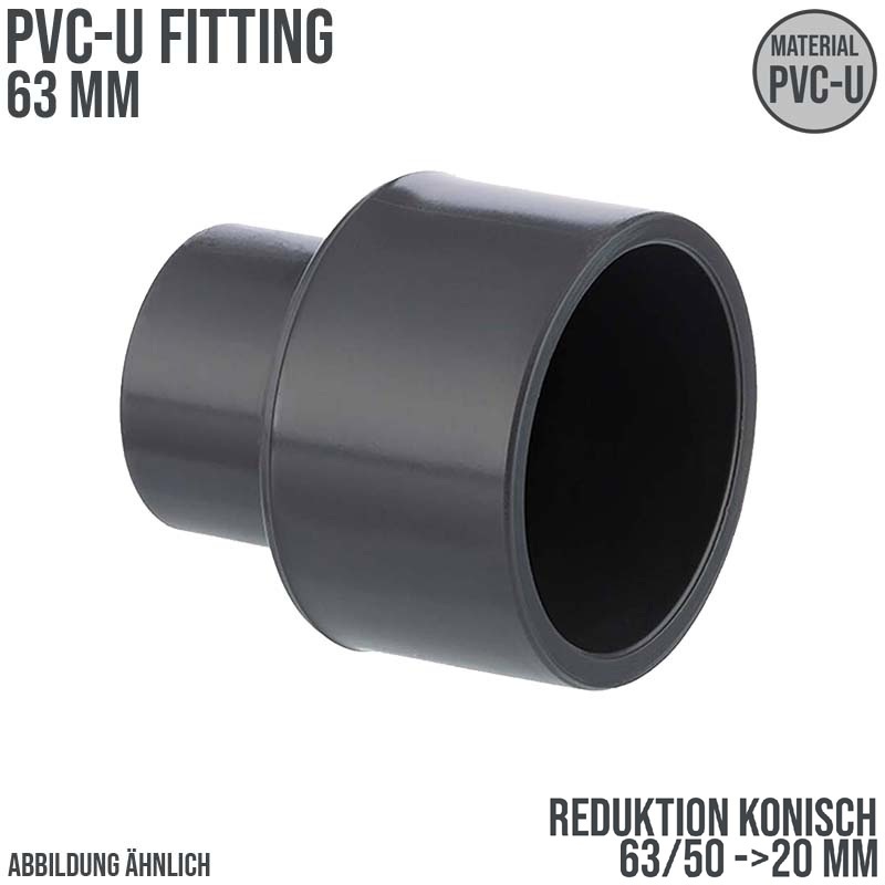 63 x 50 x 20 mm PVC Klebe Fitting Reduktion Reduzierer konisch Muffe Verbinder - PN 16 bar