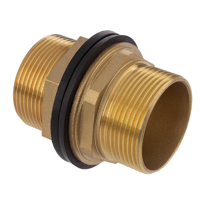 3/4" Tank Regen Tonnen Durchführung Connector Messing 2-fach Außengewinde  - PN 16 bar