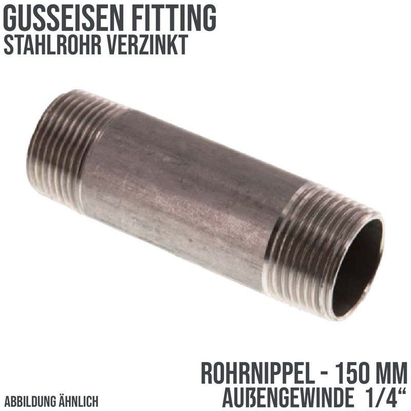 1/4" Rohrnippel Nr. 23 Stahl verzinkt 150 mm Außen x Außengewinde AG Fittings - PN 16 bar